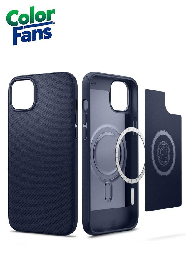 Color Fans Mag Armor MagFit Designed for iPhone 14 Case Military-Grade Protection Compatible with MagSafe - Navy Blue - Image 1