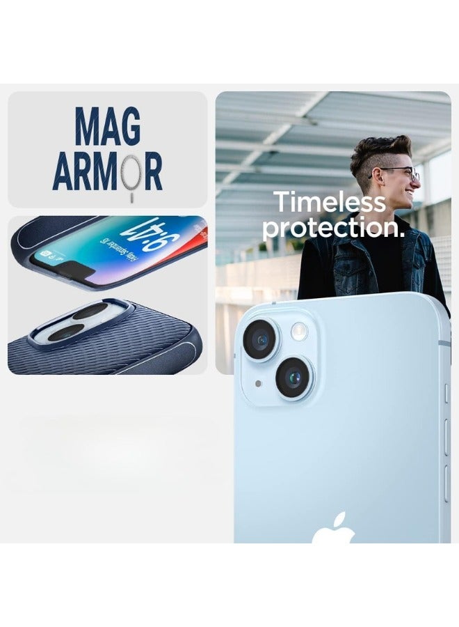Color Fans Mag Armor MagFit Designed for iPhone 14 Case Military-Grade Protection Compatible with MagSafe - Navy Blue - Image 4