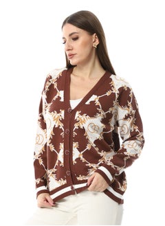 Andora Multi-Kniited Pattern Pullover_Brown  - Image 2