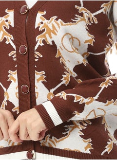 Andora Multi-Kniited Pattern Pullover_Brown  - Image 5