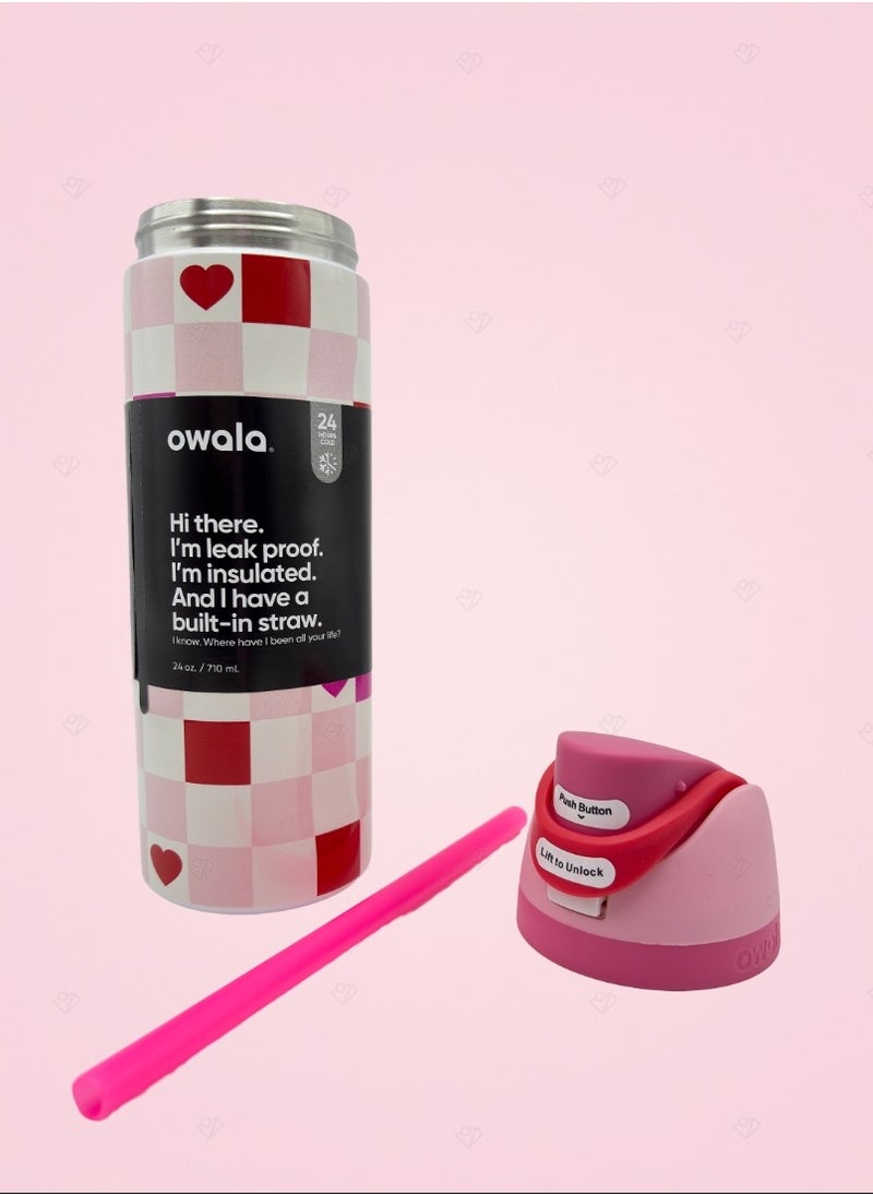 Owala - 24 Oz. Owala FreeSip Stainless Steel Water Bottle in Rose pink - Image 1