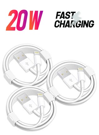 3Pack iPhone Charging Cable, Lightning Cable 2M - Lightning to Usb Cable [MFi], Fast PD Charge Cord Compatible with iPhone SE 3/13 Pro/13 Pro Max/13/13 - White - pzsku/Z9C9B9EC35735F60BF654Z/45/_/1738232562/4edac7fc-bd6a-4a61-a3a4-55306cd54bb4