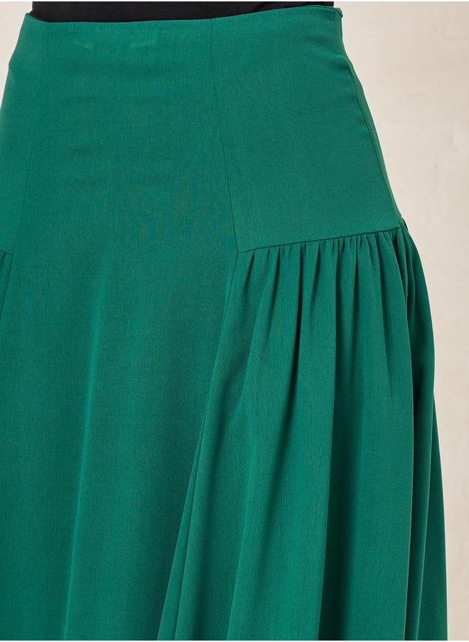 Styli - Wide Waistband Plicated A-Line Midi Skirt - Image 1