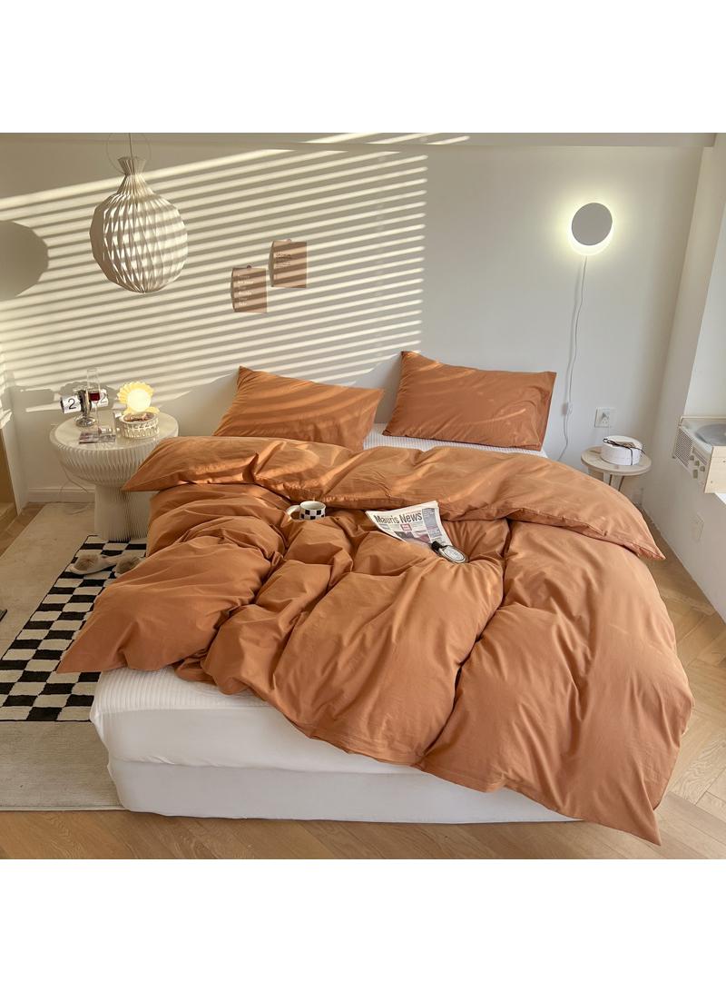 4-Piece Pure Cotton Solid Color Minimalist Style Comfortable Set King Size 220x240cm 