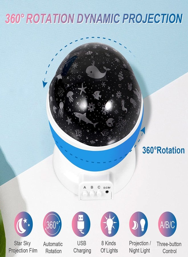 SUNNEST GYROBOWL Kids Night Lights Christmas, Moon Star Projector and Undersea Lamp 360 Degree Rotation - 4 LED Bulbs 8 Color Changing Light, Unique Gifts for Birthday Children Kids Baby Party… - Image 2
