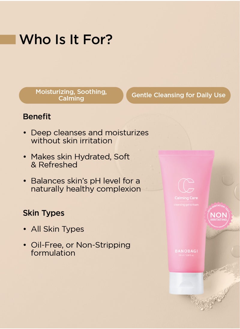 Banobagi Calming Care Cleansing Gel to Foam 100ml skin cleanser for oily skin, all skin types Gentle Korean Skincare Face Wash for Cleansing Routine Non-Irritating Cleanser for Face with Hydrating Formula  - Image 2