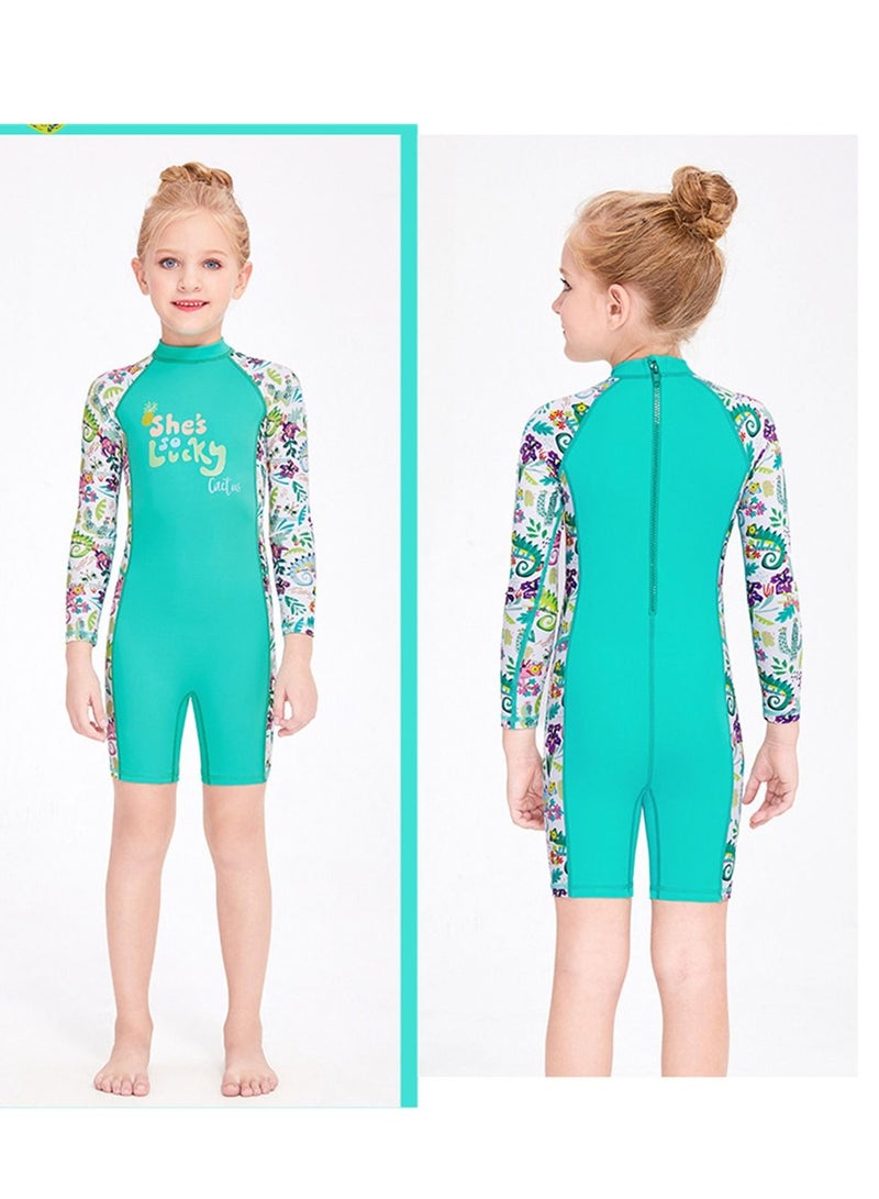 DIVE & SAIL Keep Warm Children Diving Suit Three-layer High Elastic Wetsuit For Girls Green - Image 2