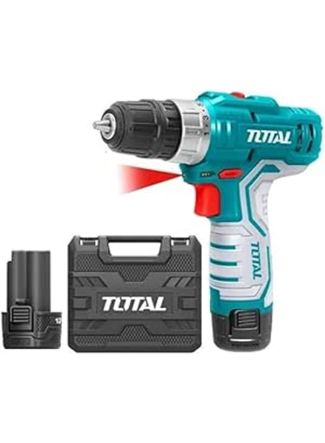 توتال مثقاب لاسلكي من نوع Total TDLI12208 ليثيوم أيون مزود ببطاريتين 12 فولت 1.5 أمبير/ساعة وشاحن