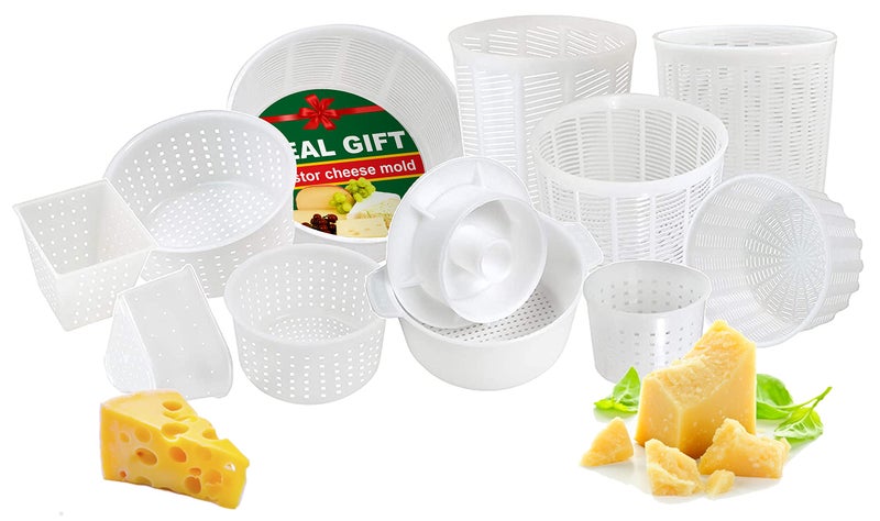 PetriStor 11 pcs Cheese Making Kit Beginners Soft Cheese Molds Cheese Mold with a Follower Piston Cheese Making Supplies Moldes Para Queso Fresco Casero Paneer Cream Cheese Form Mold Basket 2