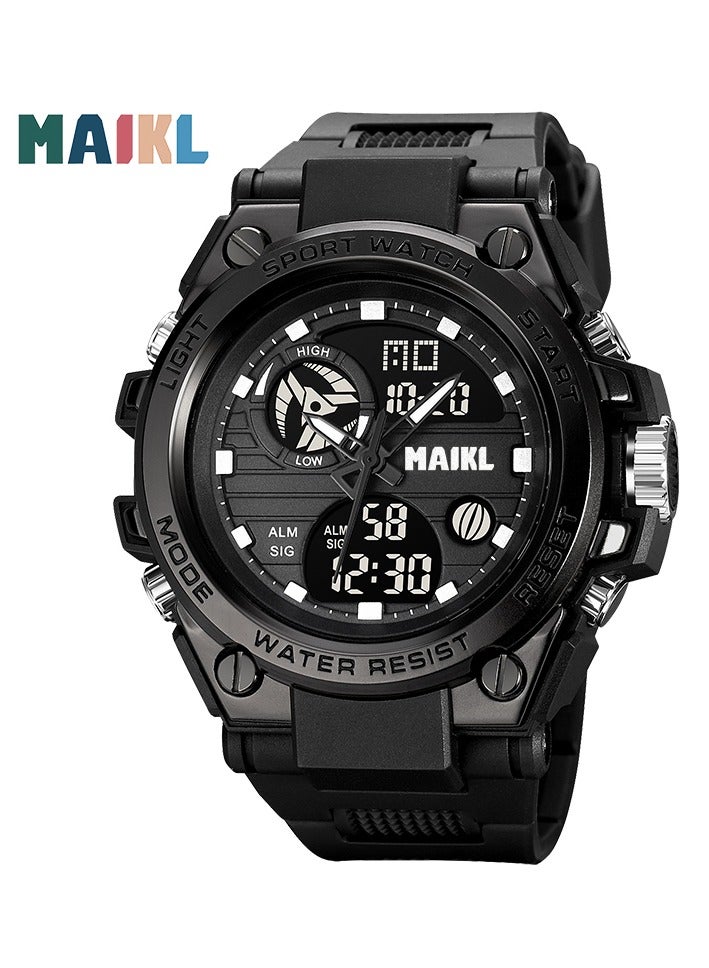 مايكل ساعة للرجال مقاومة للماء، أنالوج + رقمية، ستانلس ستيل، أسود، 41 ملم - Image 3