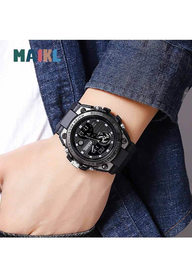 مايكل ساعة للرجال مقاومة للماء، أنالوج + رقمية، ستانلس ستيل، أسود، 41 ملم - Image 5