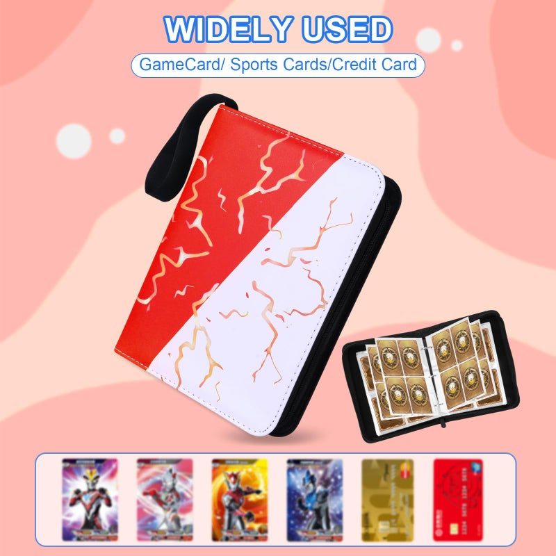 Awedsu Collectible Trading Card Albums,Collectible Trading Card Protective Sleeves,Card Binder 4-Pocket,400 Pockets Card Case Holder for TCG, Sports Card. (Dark Red) - Image 4