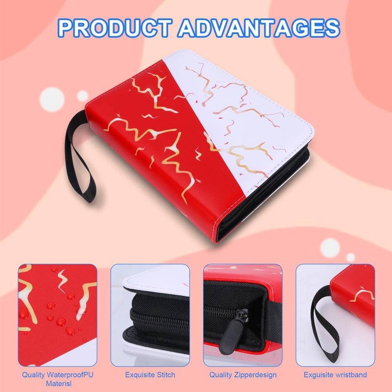 Awedsu Collectible Trading Card Albums,Collectible Trading Card Protective Sleeves,Card Binder 4-Pocket,400 Pockets Card Case Holder for TCG, Sports Card. (Dark Red) - Image 5