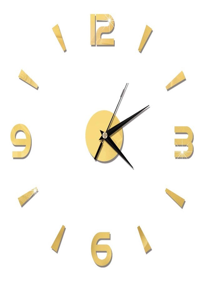 Haofy Frameless DIY Wall Clock, Wall Clock Sticker 3D Big Watch Decor DIY Wall Modern Home Office Room Decor (Black)(Gold) - Image 1