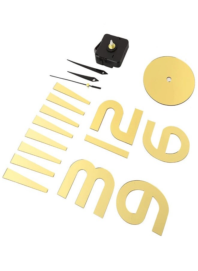 Haofy Frameless DIY Wall Clock, Wall Clock Sticker 3D Big Watch Decor DIY Wall Modern Home Office Room Decor (Black)(Gold) - Image 3