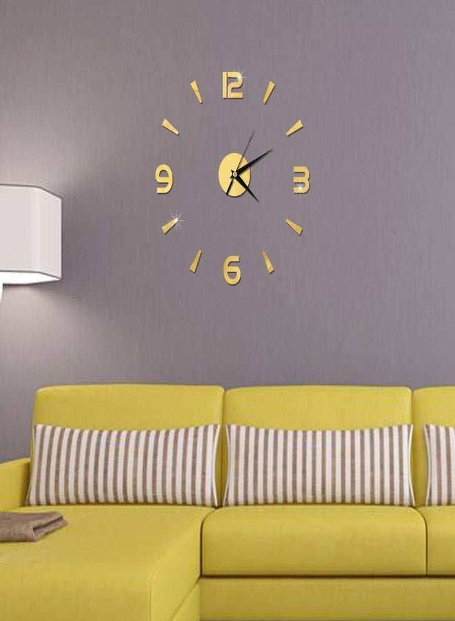 Haofy Frameless DIY Wall Clock, Wall Clock Sticker 3D Big Watch Decor DIY Wall Modern Home Office Room Decor (Black)(Gold) - Image 4