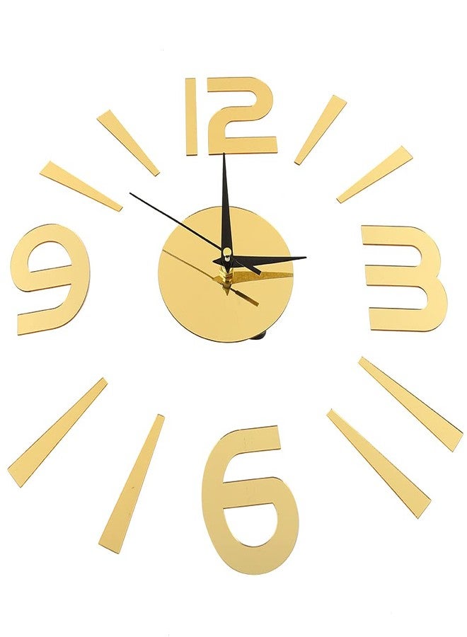Haofy Frameless DIY Wall Clock, Wall Clock Sticker 3D Big Watch Decor DIY Wall Modern Home Office Room Decor (Black)(Gold) - Image 5