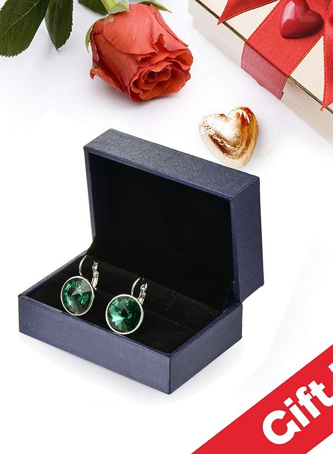 EVEVIC Women's Round Austrian Crystal Drop Earrings 14K Gold Plated - Image 5