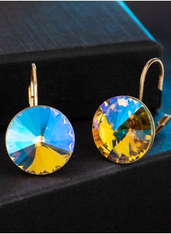 EVEVIC Women's Round Austrian Crystal Drop Earrings 14K Gold Plated  - Image 4
