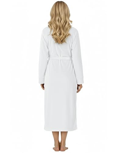 NY Threads Premium Womens Robe, Plush Fleece Long Bath Robe for Women, Fluffy Soft Women's Bathrobe, X-Large, White - Image 2