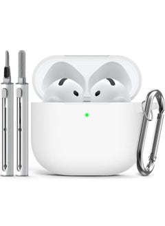 Suitable For Airpods Protective Cover Apple Bluetooth Earphone Shell Plus Cleaning Pen Suit-Color:White-Model:airpods 4