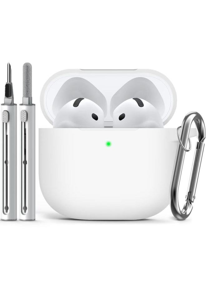 Generic - Suitable For Airpods Protective Cover Apple Bluetooth Earphone Shell Plus Cleaning Pen Suit-Color:White-Model:airpods 4 - Image 1