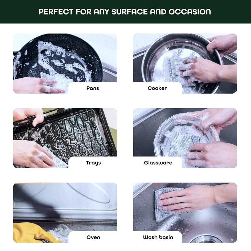 MIORAH Dish Washing Cloth | Non-Scratch Scrubber for Kitchen | Steel Wire Dish Cloth for Utensils & Vessels - Image 5