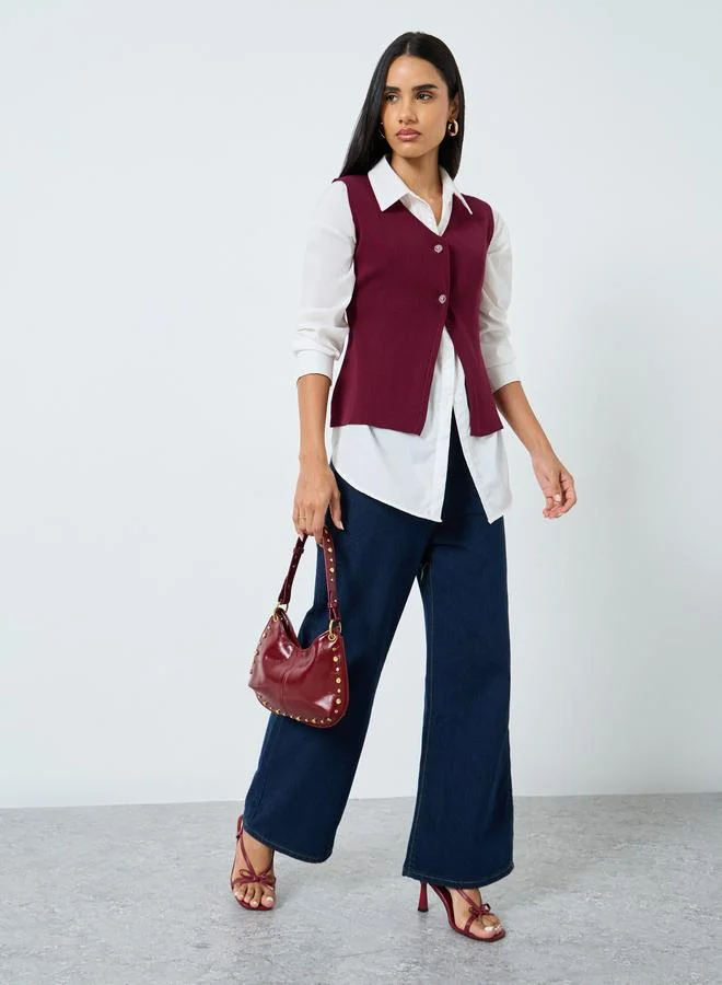 Styli Styli V-Neck Sleeveless Ribbed Waistcoat