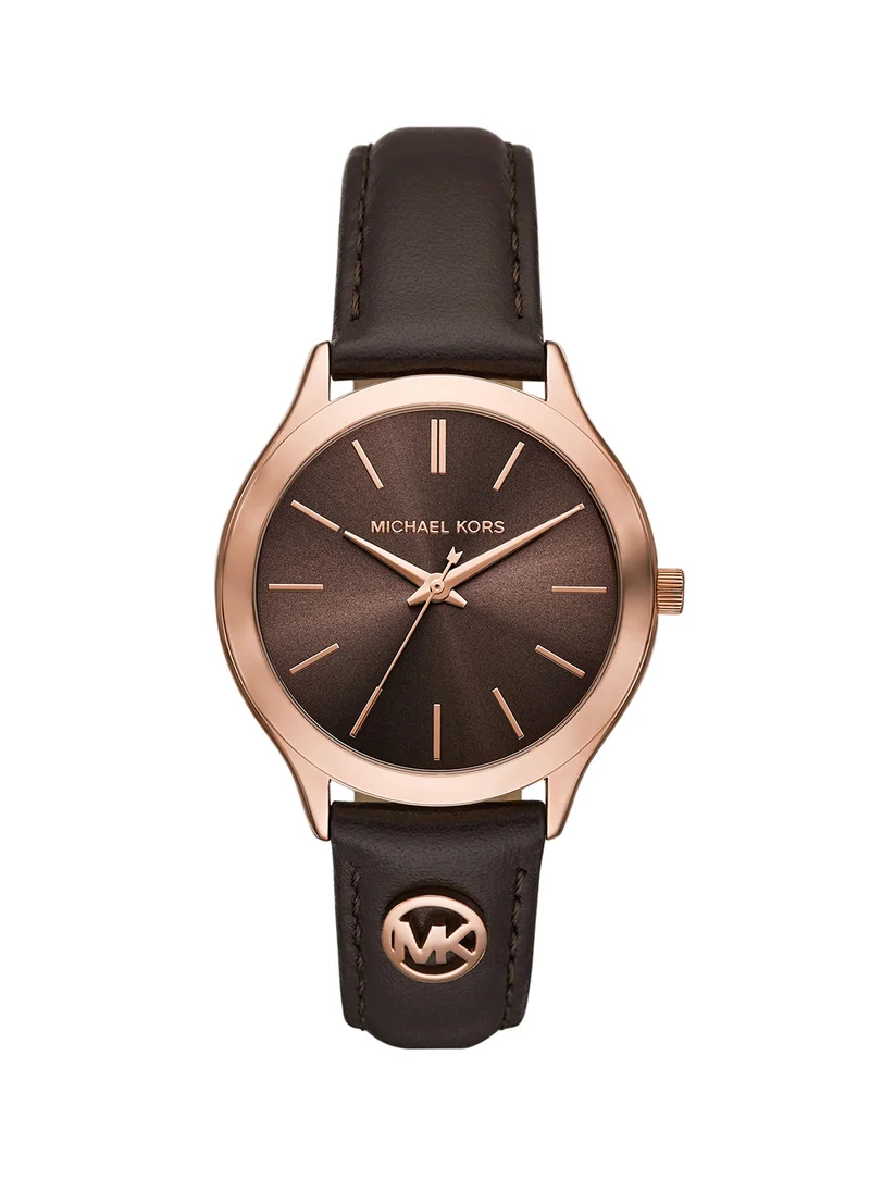 Michael Kors Slim Runway Leather Strap Analog Watch