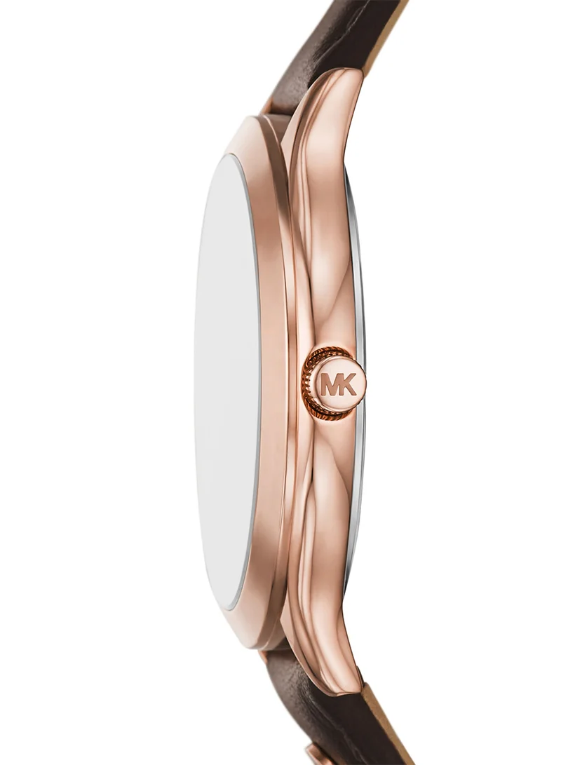 Michael Kors Slim Runway Leather Strap Analog Watch