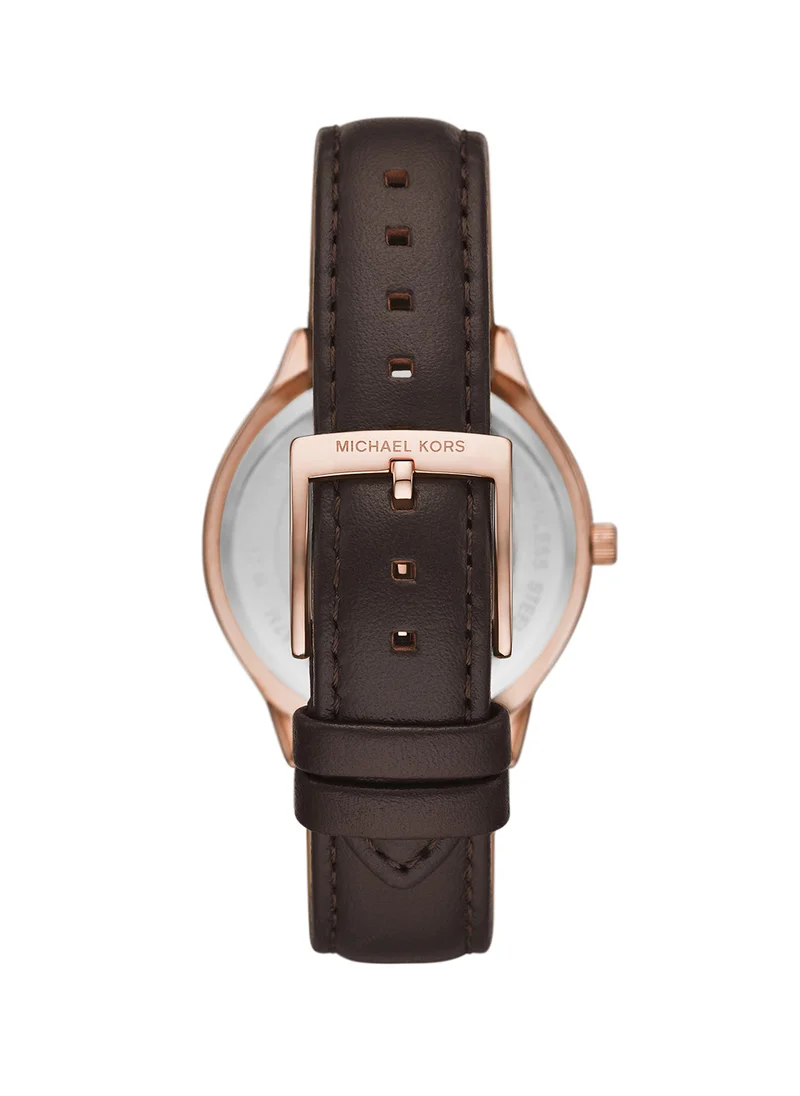 Michael Kors Slim Runway Leather Strap Analog Watch