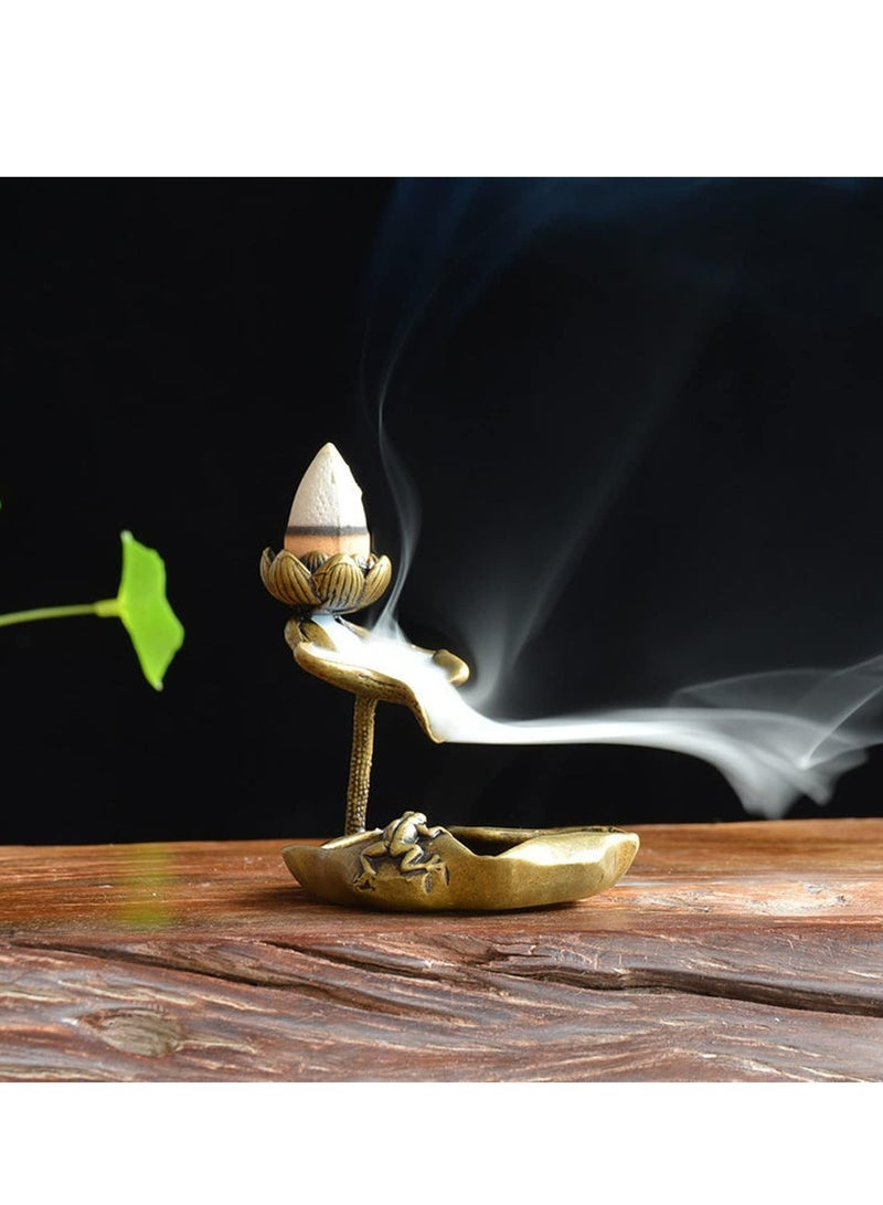إسكدنيا Lotus Incense Holder Burner, Incense Stick Holder, Incense Holder Vintage Brass Lotus for Aromatherapy, Meditation, Yoga, Home Office Decor - Image 3