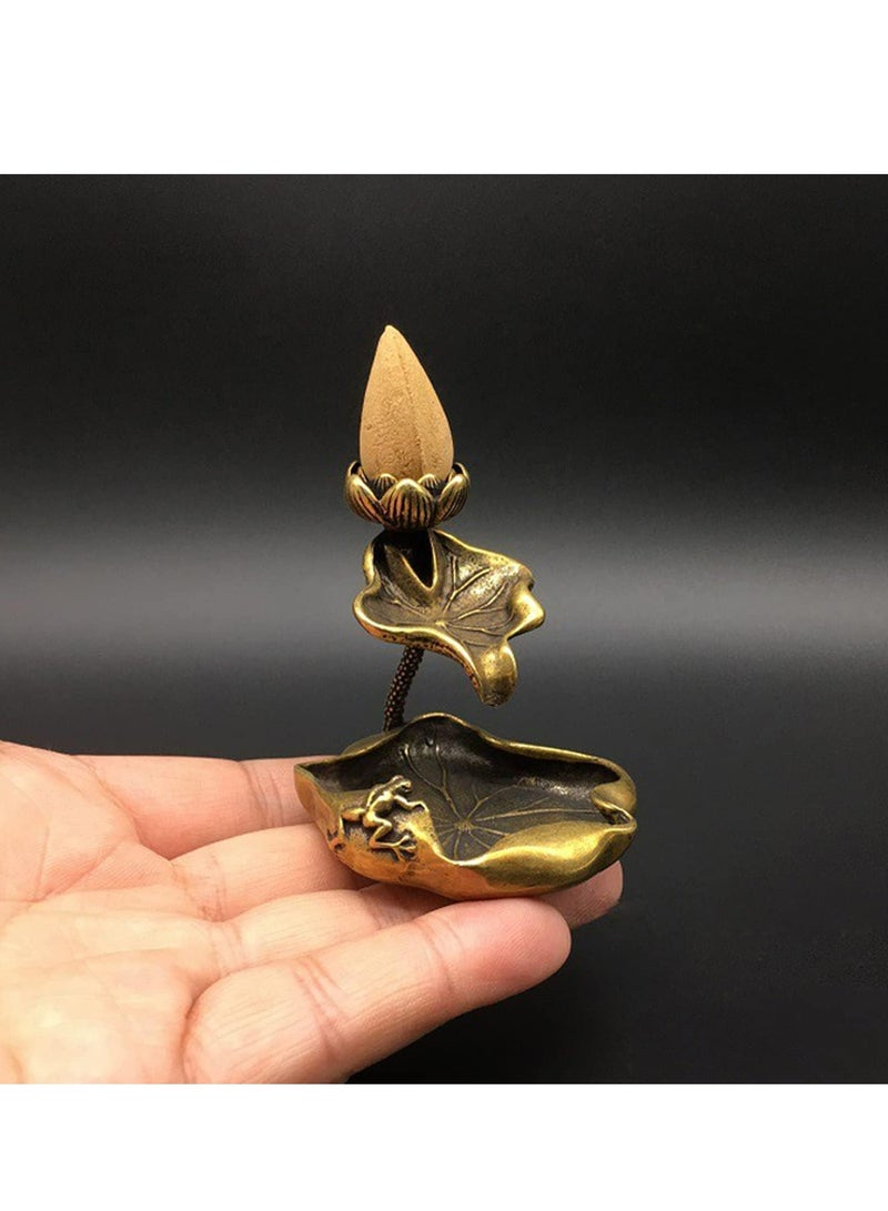 إسكدنيا Lotus Incense Holder Burner, Incense Stick Holder, Incense Holder Vintage Brass Lotus for Aromatherapy, Meditation, Yoga, Home Office Decor - Image 2