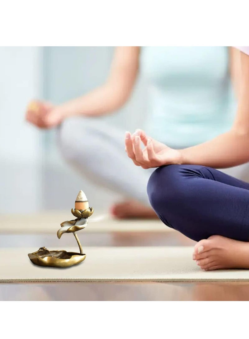 إسكدنيا Lotus Incense Holder Burner, Incense Stick Holder, Incense Holder Vintage Brass Lotus for Aromatherapy, Meditation, Yoga, Home Office Decor - Image 5