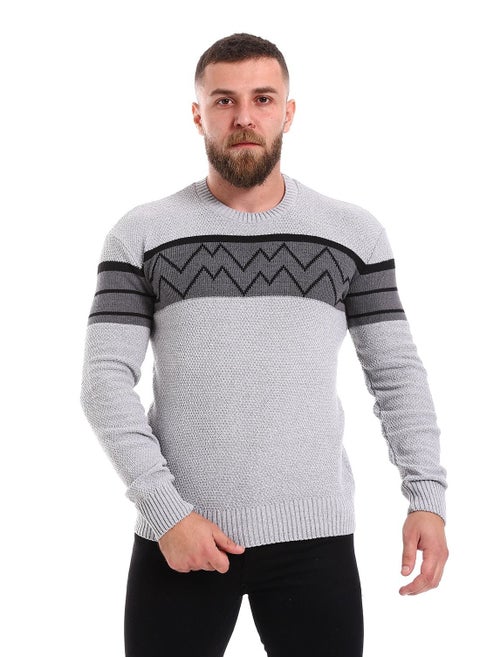 Wool Mens Pullover With Multi Design