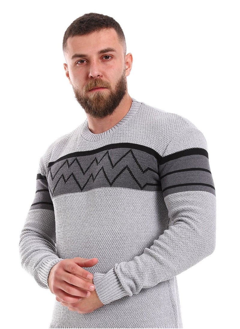 Wool Mens Pullover With Multi Design