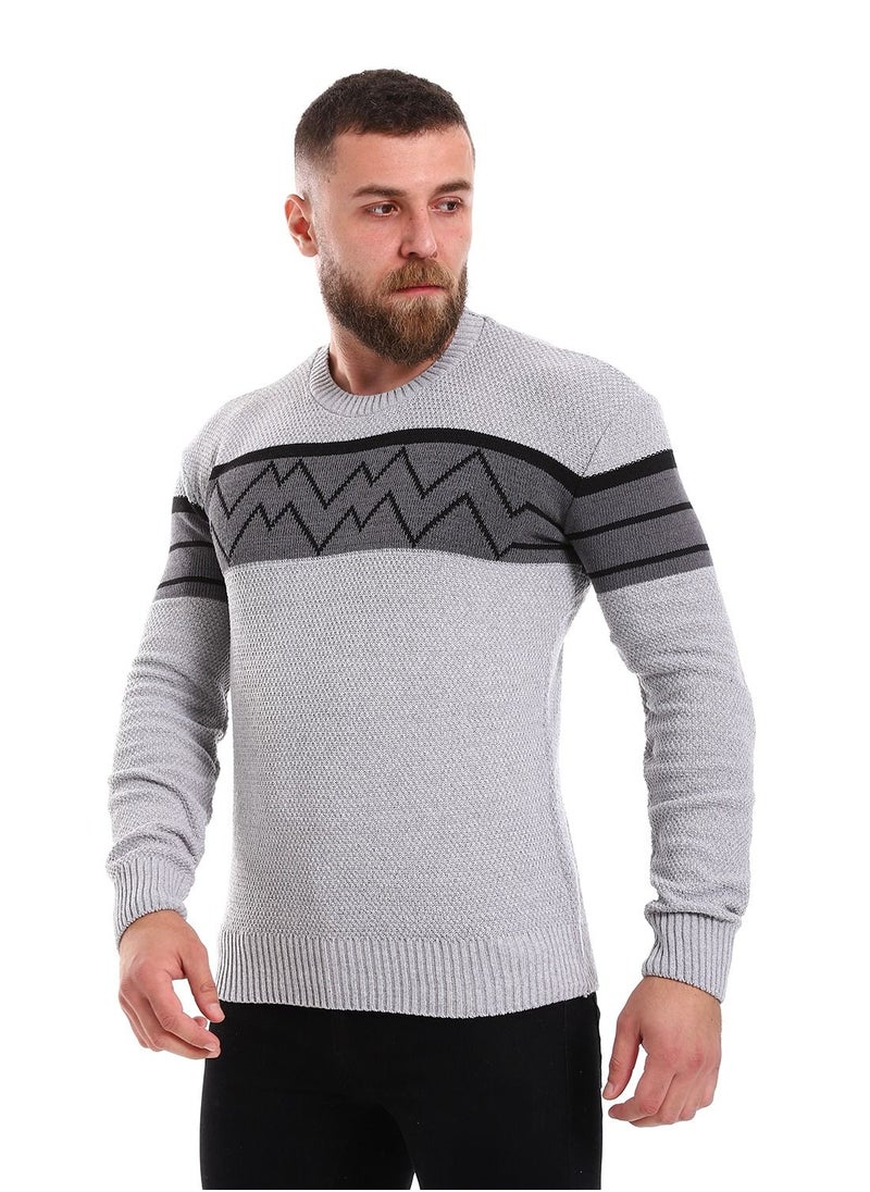 Wool Mens Pullover With Multi Design