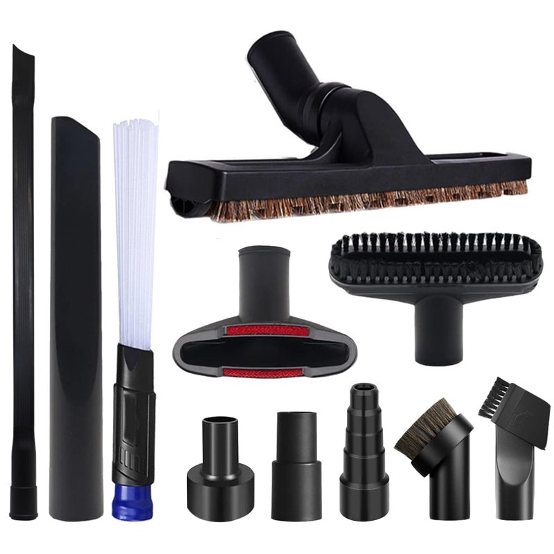 BGSIME 11 PCS Universal 1 1/4 Inch Vacuum Attachments Kit for Shop Vac Accessories with Vacuum Brush Attachments, Flexible Crevice Tool, Hose Adapters for 2 1/2" to 1 1/4" and 1 7/8" to 1" Hoses - Image 1