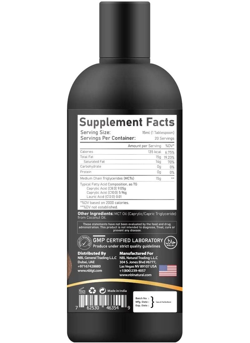 NBL Natural Organic MCT Oil from Coconut Keto Fuel for The Brain and Body 300ml  - Image 3