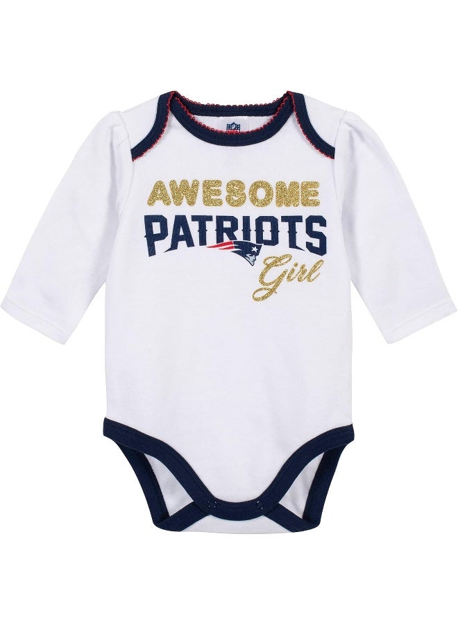 Gerber NFL Baby Girls 3 Pack Bodysuit Footed Pant and Cap Registry Gift Set  - Image 2