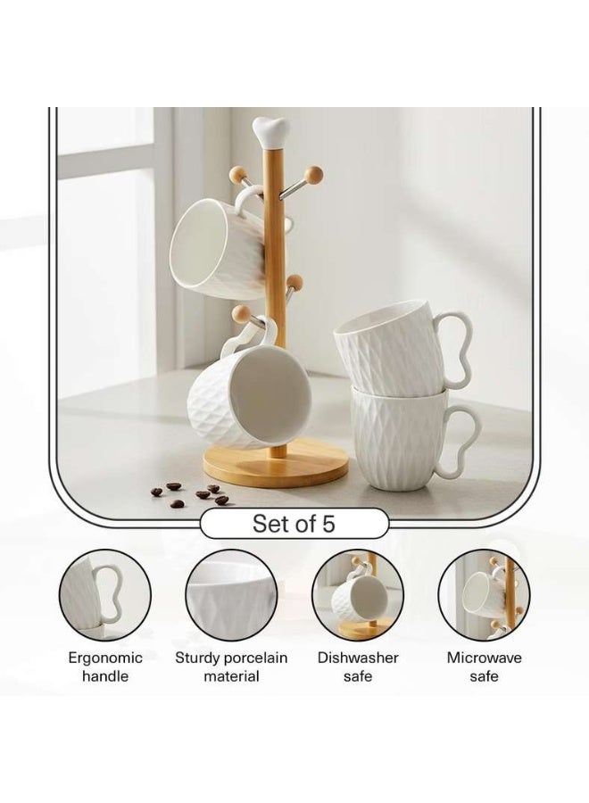 Pan Home 4-Piece White Porcelain Mug Set with Tree - Image 5