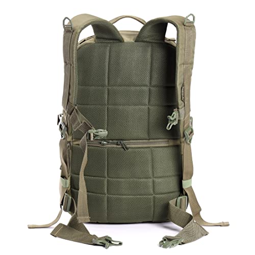 Tripole Captain 25 Litres Tactical Laptop Backpack with MOLLE Webbing and Carabiner – Travel, Outdoor & Daily Use (Olive Green) - Image 4