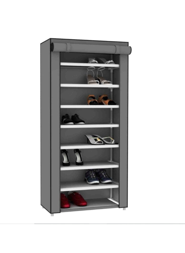 eBasket 7-Tier Shoe Rack, Shoe Closet Organizer (Gray) - Image 1