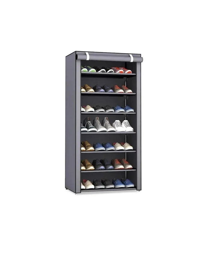 eBasket 7-Tier Shoe Rack, Shoe Closet Organizer (Gray) - Image 2