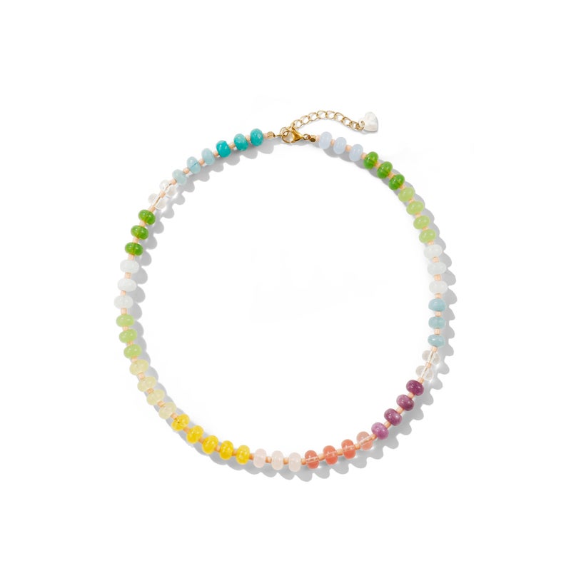 Badu Gemstone Beaded Necklace for Women Colorful Natural Stone Freshwater Pearl Surfer Beach Rainbow Necklace Jewelry Gift - Image 1