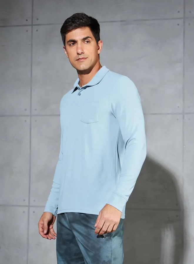 Technosport Technosport Solid Polo T-Shirt with Pocket Detail