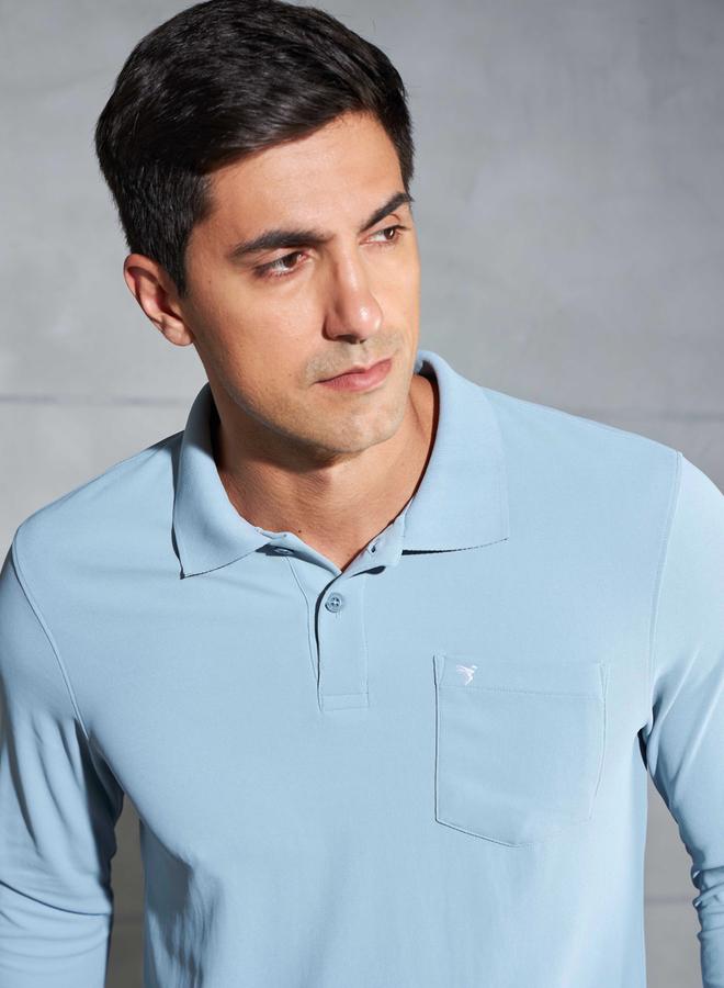 Technosport Solid Polo T-Shirt With Pocket Detail - Image 3