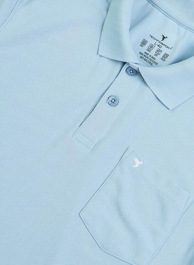 Technosport Blue Solid Polo T-Shirt With Pocket Detail for Men | Best Price UAE
