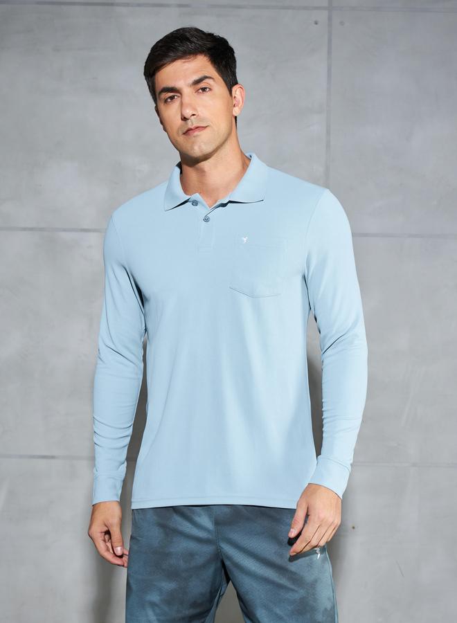 Technosport Solid Polo T-Shirt With Pocket Detail - Image 1