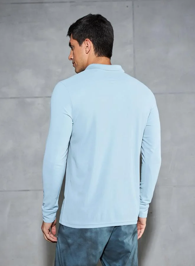 Technosport Blue Solid Polo T-Shirt With Pocket Detail for Men | Best Price UAE